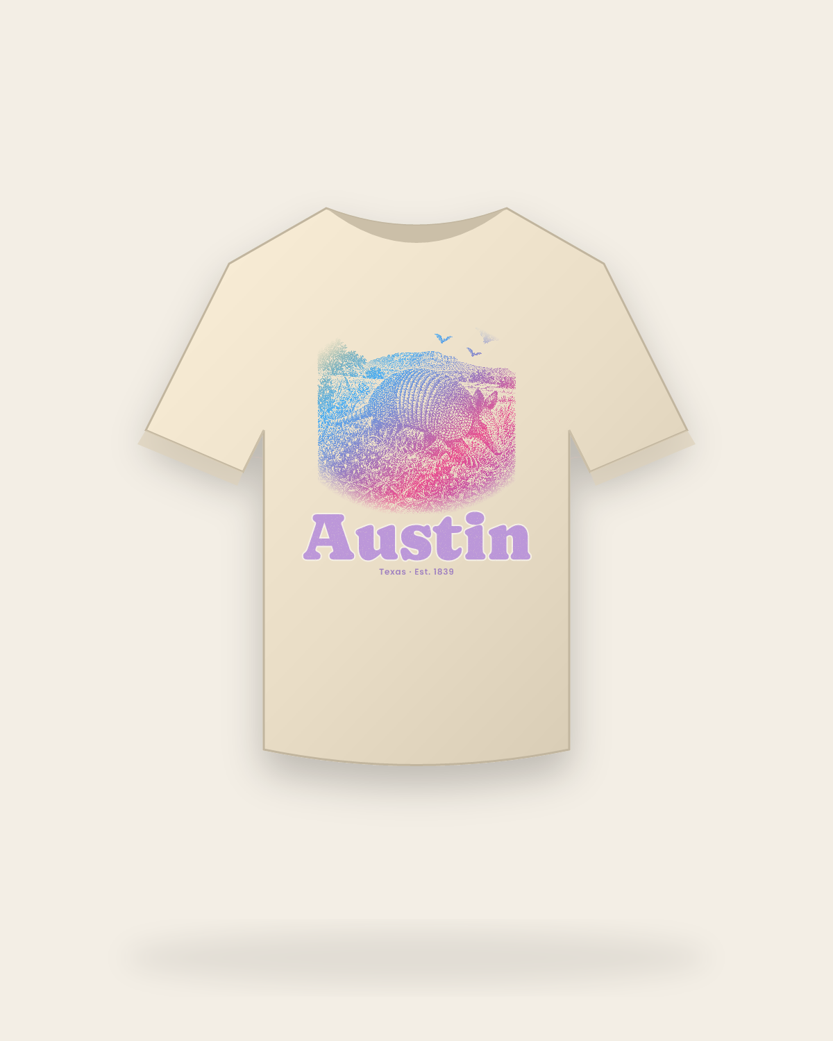 Austin Armadillo Organic Cotton Tee in Natural