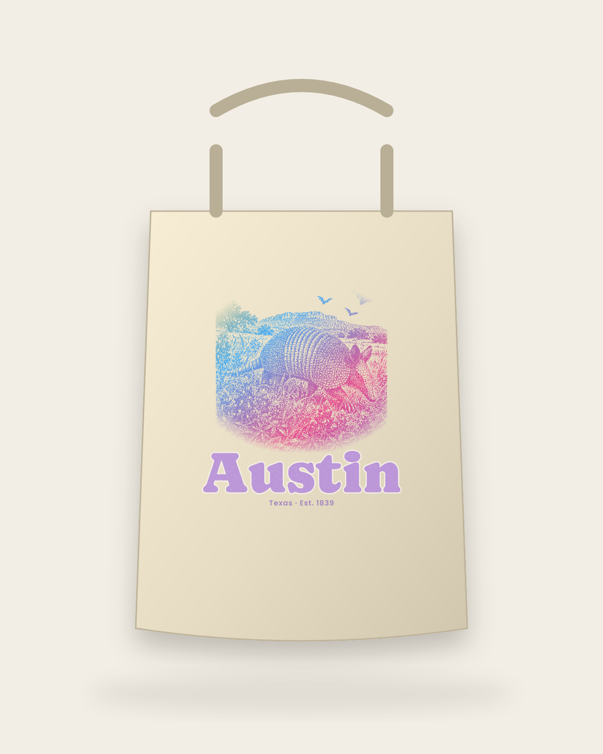 Austin Armadillo Canvas Tote in Beige