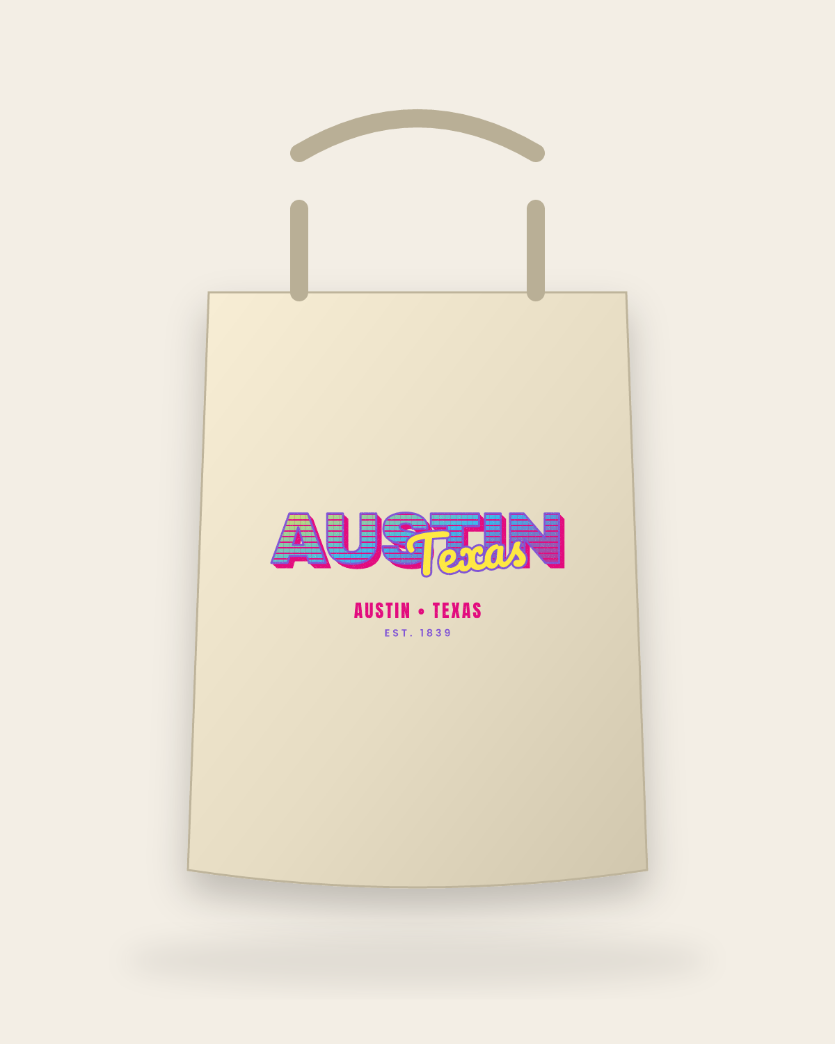 Austin Music TV Canvas Tote in Beige