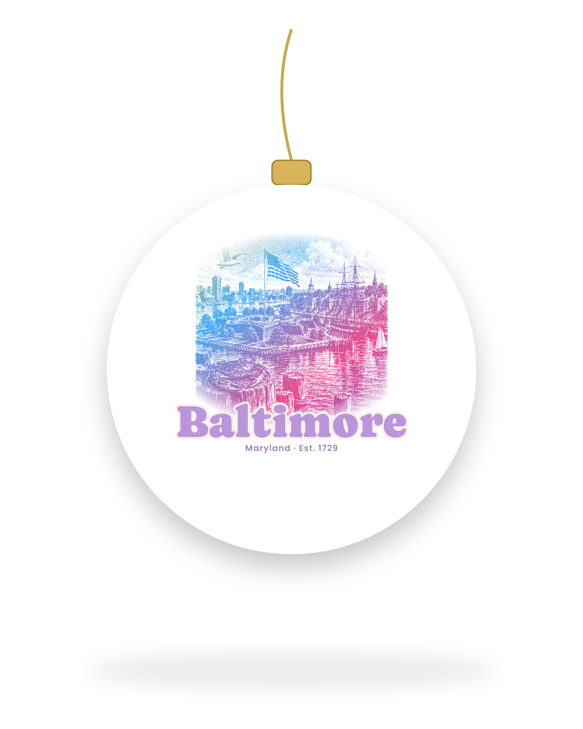 Baltimore Star Fort Harbor Ceramic Ornament in White