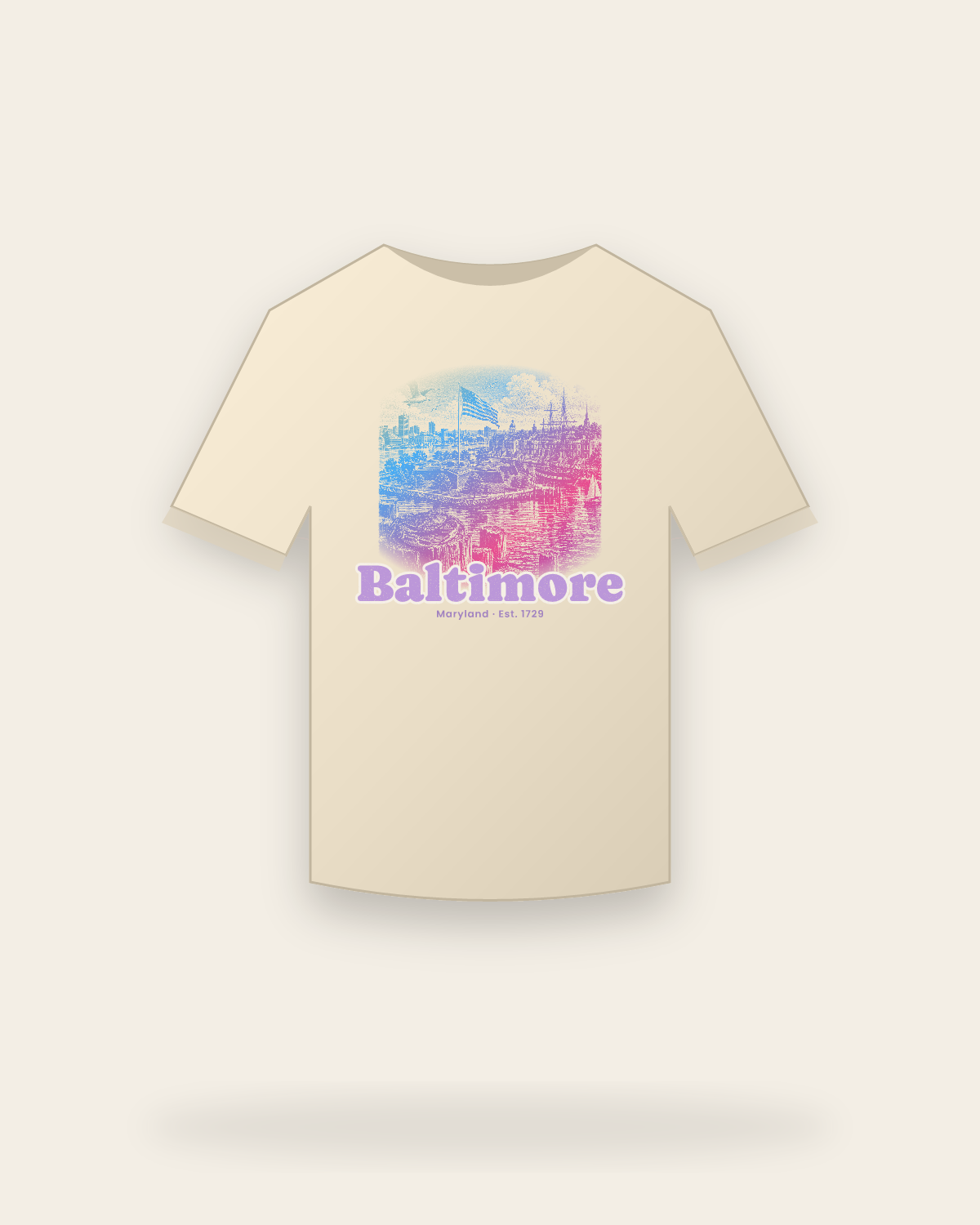 Baltimore Star Fort Harbor Organic Cotton Tee in Natural