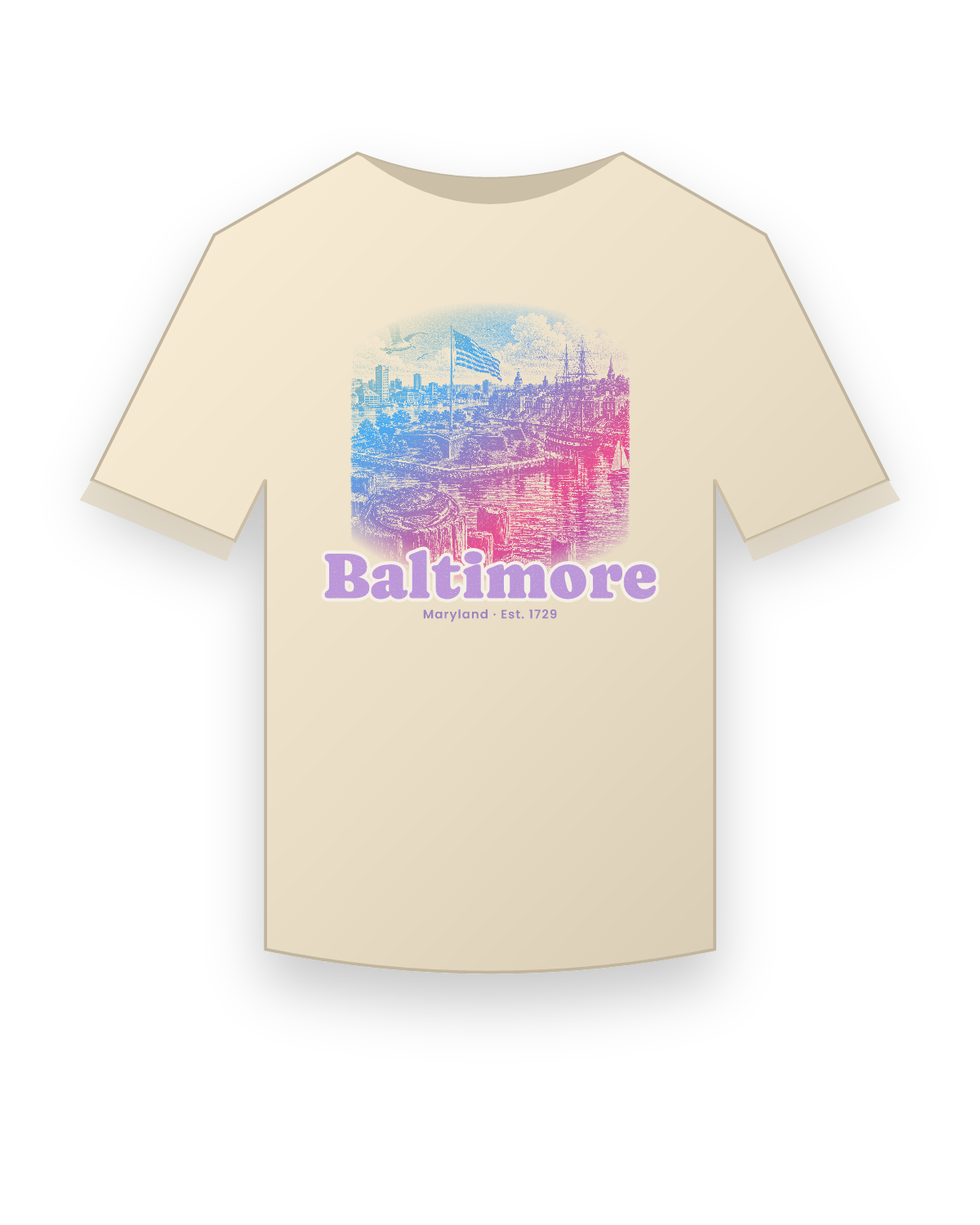 Baltimore Star Fort Harbor Organic Cotton Tee in Natural