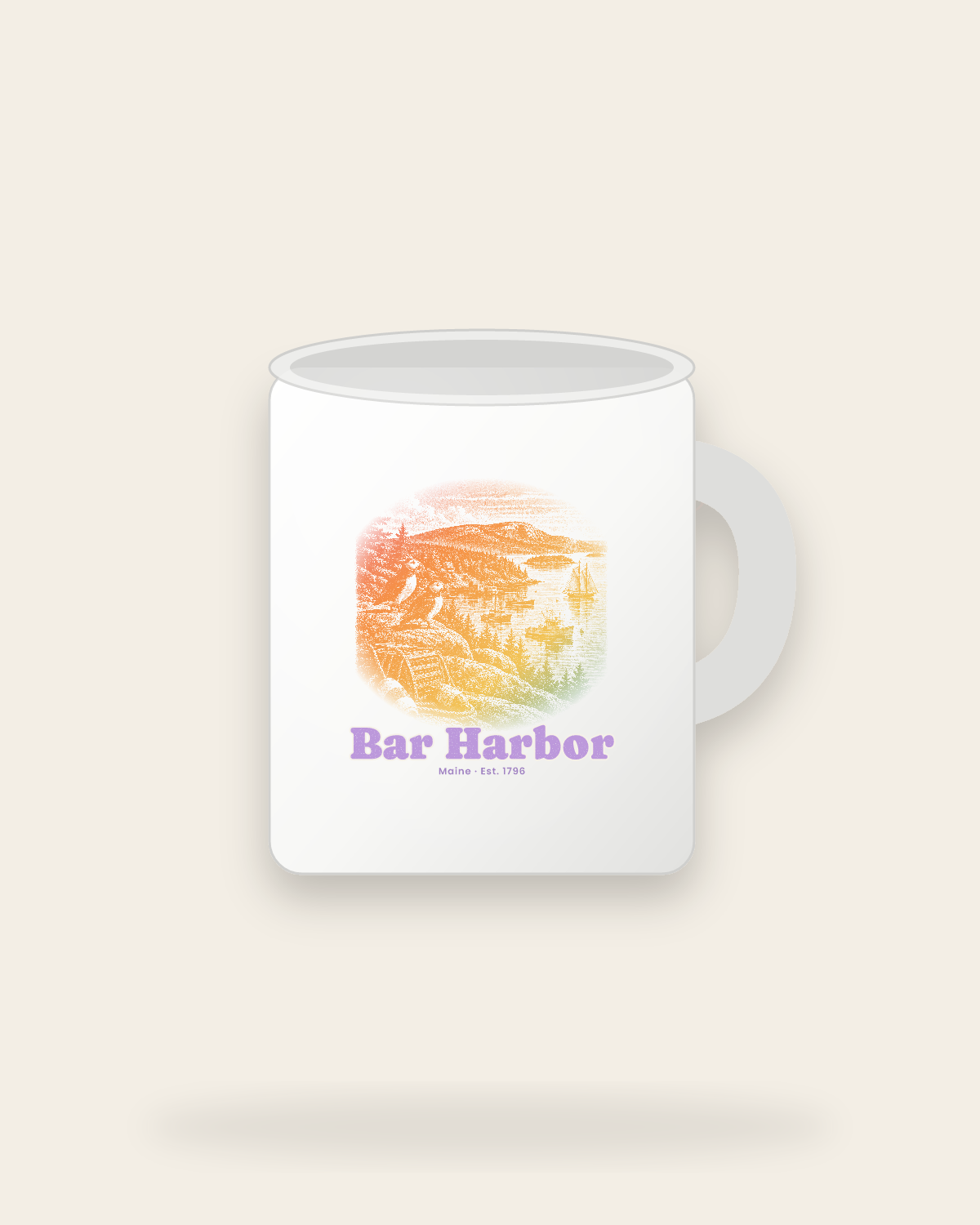Bar Harbor Harbor Puffins Ceramic Mug 11oz in White