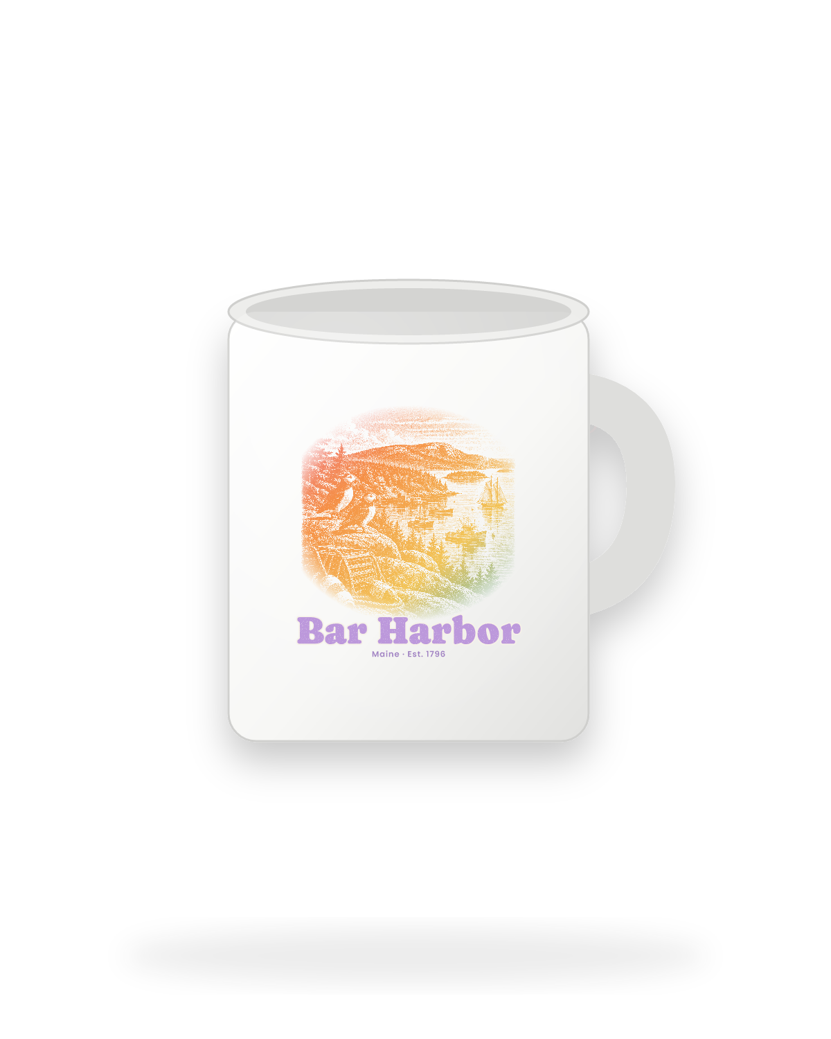 Bar Harbor Harbor Puffins Ceramic Mug 11oz in White