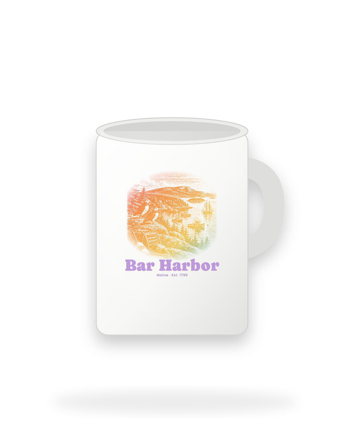 Bar Harbor Harbor Puffins Ceramic Mug 15oz in White