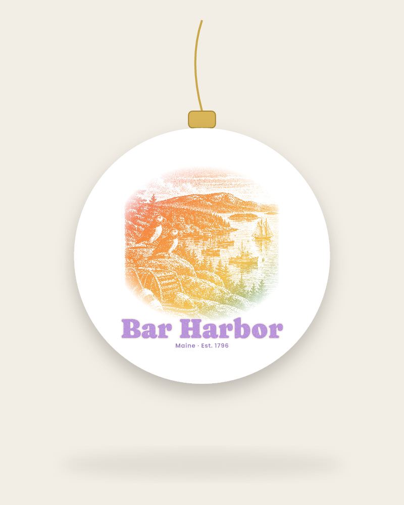 Bar Harbor Harbor Puffins Ceramic Ornament