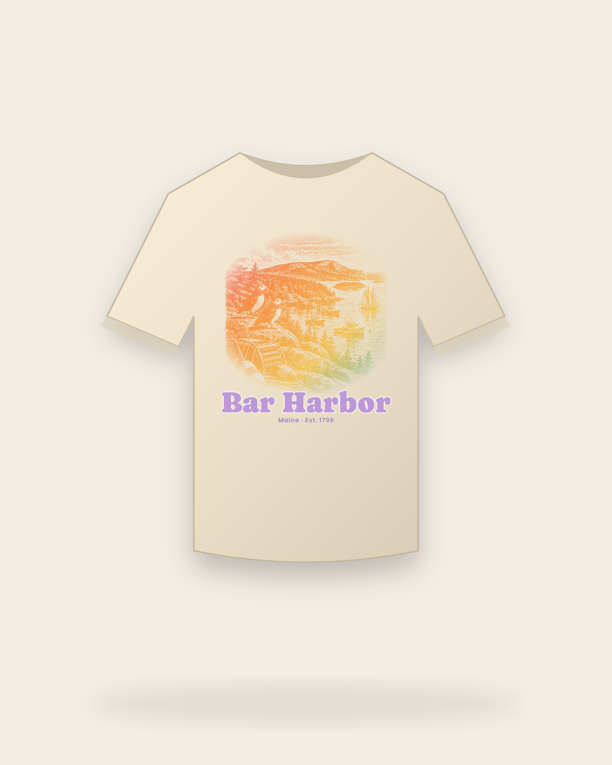 Bar Harbor Harbor Puffins Organic Cotton Tee in Natural