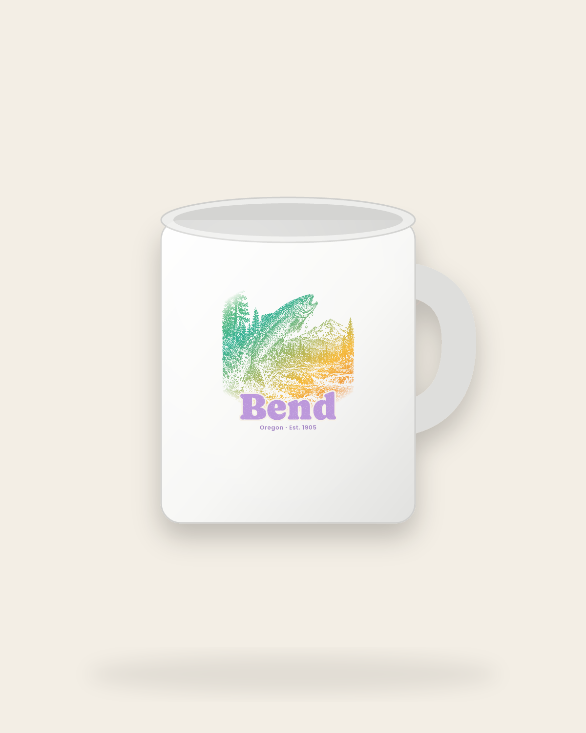 Bend Rainbow Trout Ceramic Mug 11oz in White