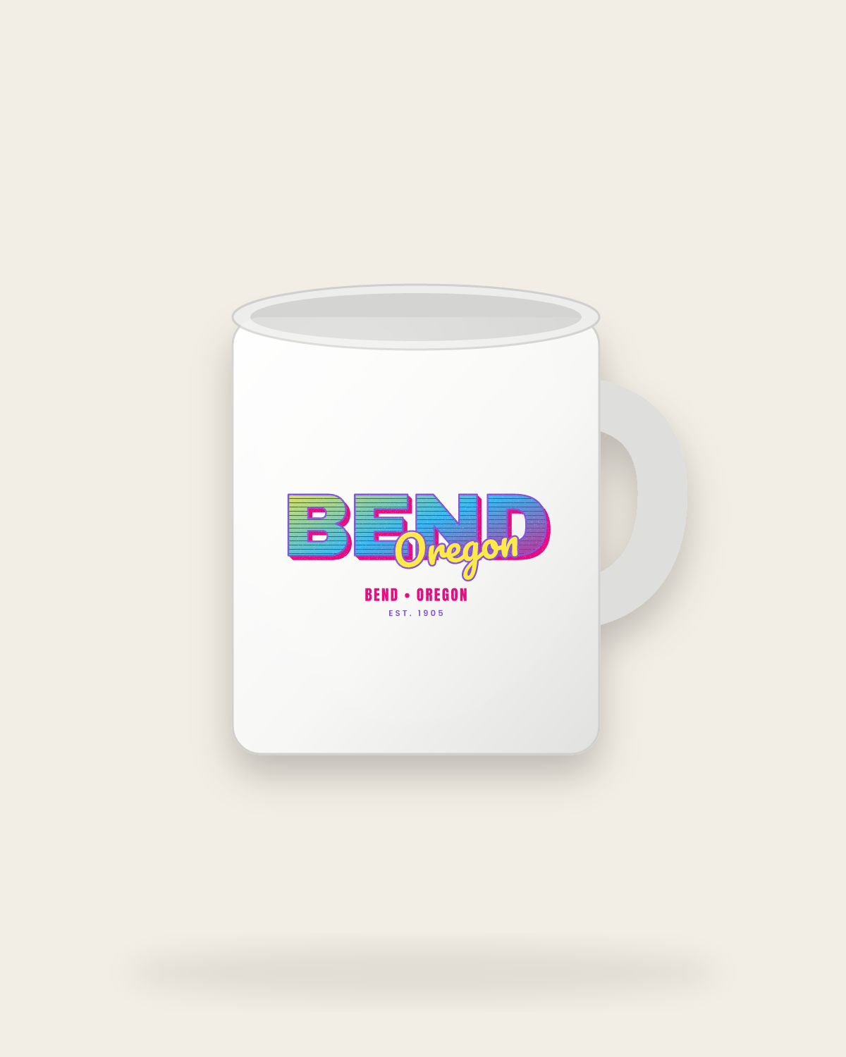 Bend Music TV Ceramic Mug 11oz in White