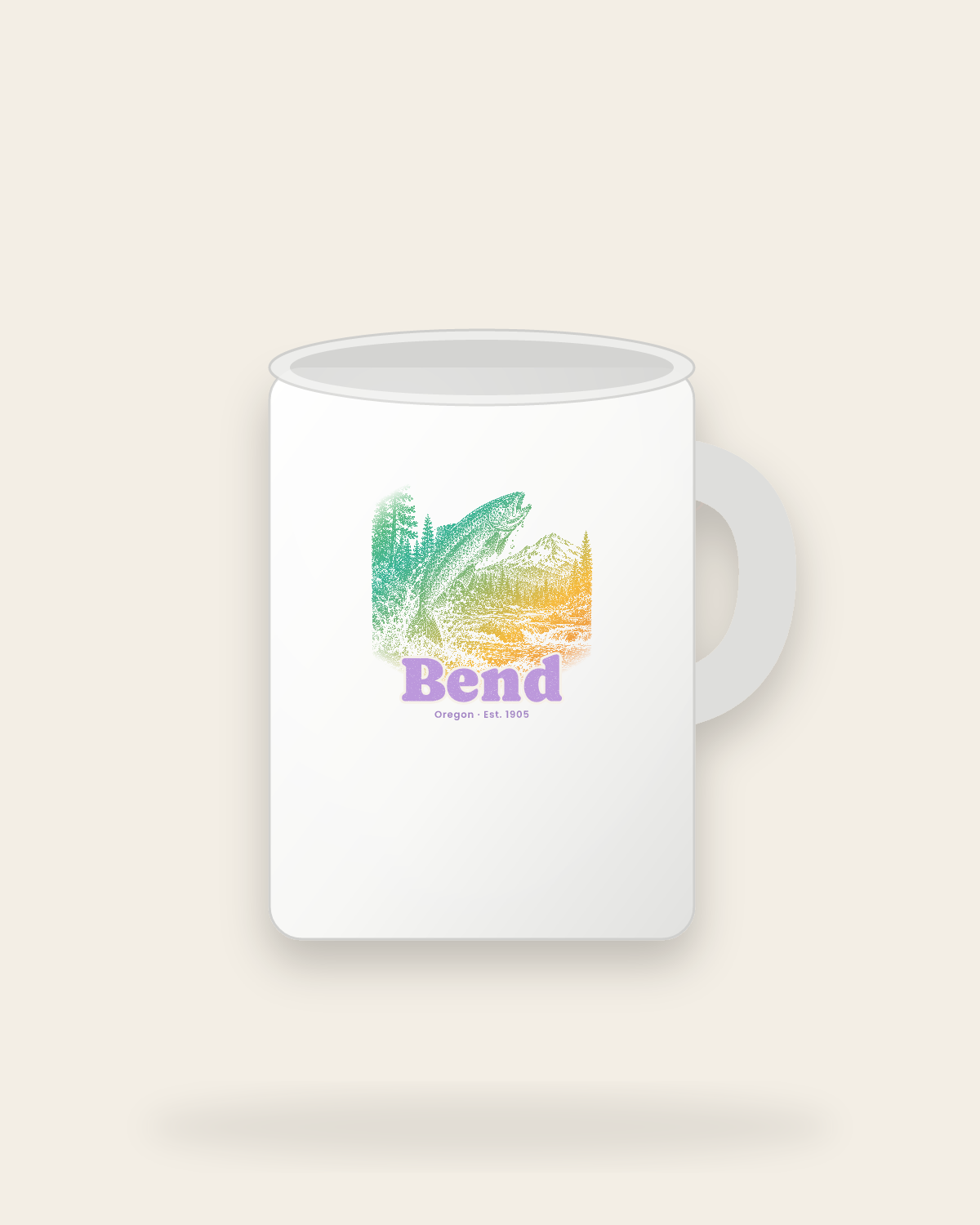 Bend Rainbow Trout Ceramic Mug 15oz in White