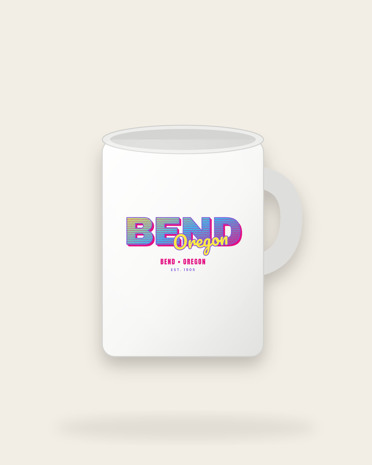 Bend Music TV Ceramic Mug 15oz in White