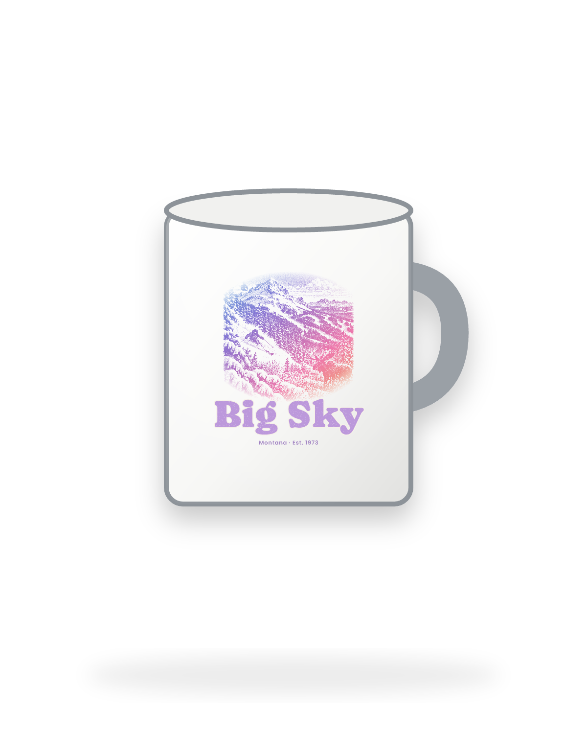 Big Sky Lone Mountain Enamel Camp Mug in White