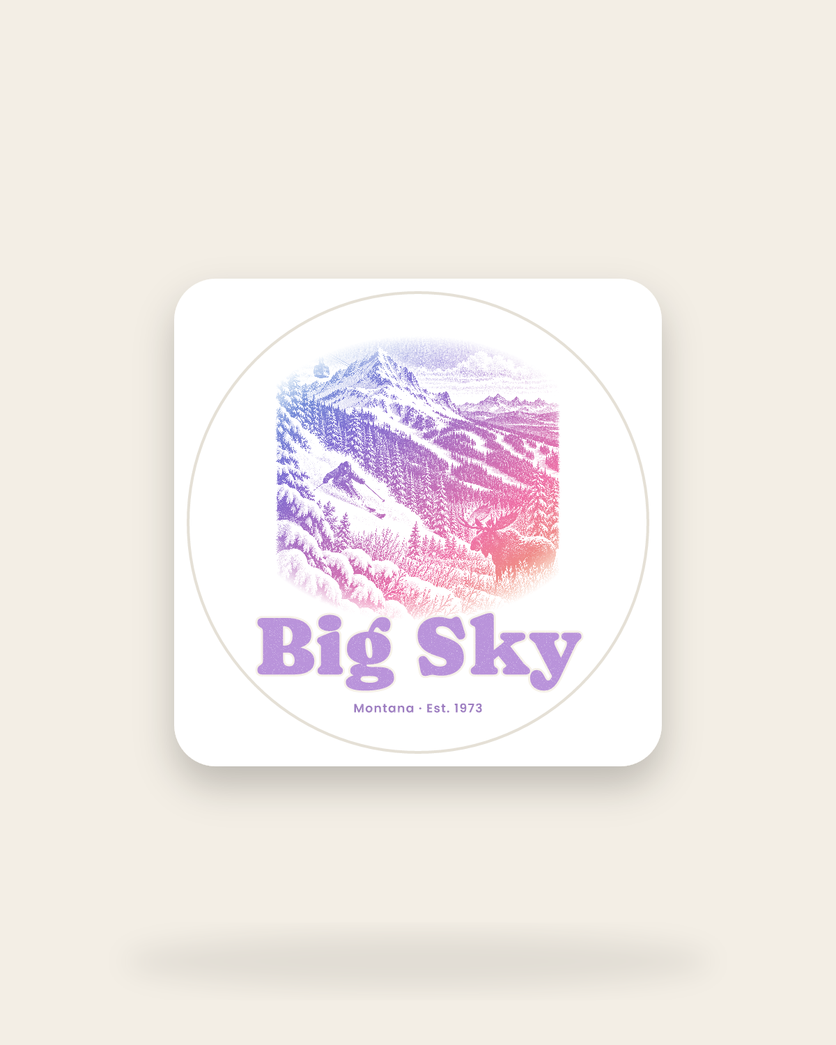 Big Sky Lone Mountain Kiss-Cut Sticker in White