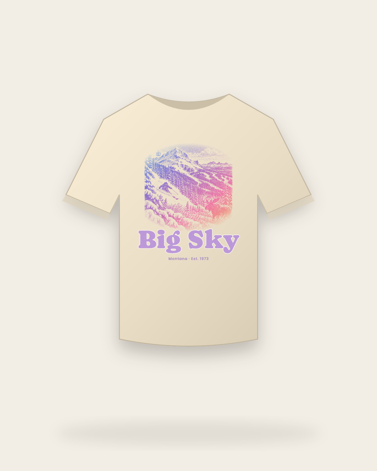 Big Sky, MT Lone Mountain Classic Tee in Natural