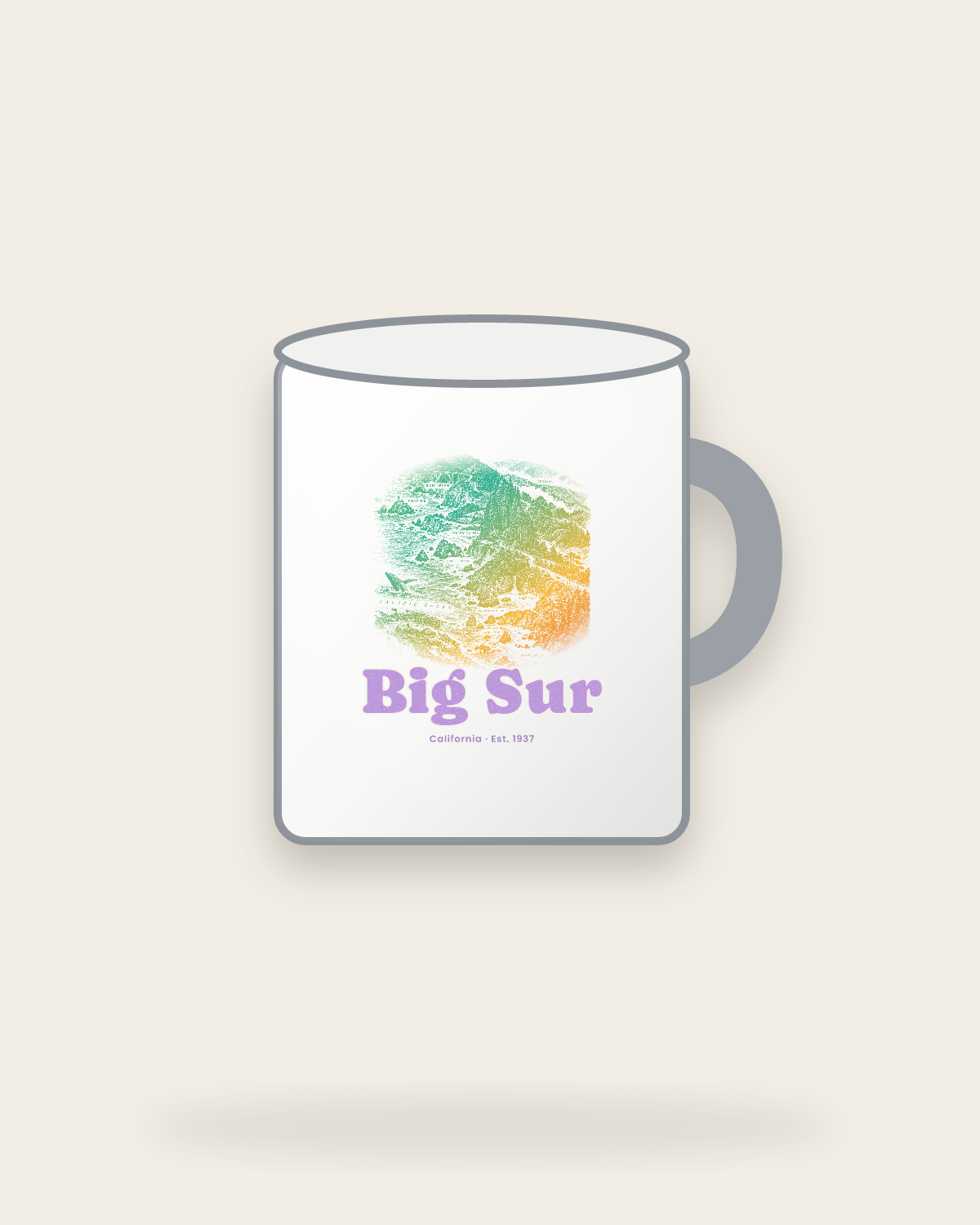 Big Sur Coast Map Enamel Camp Mug in White