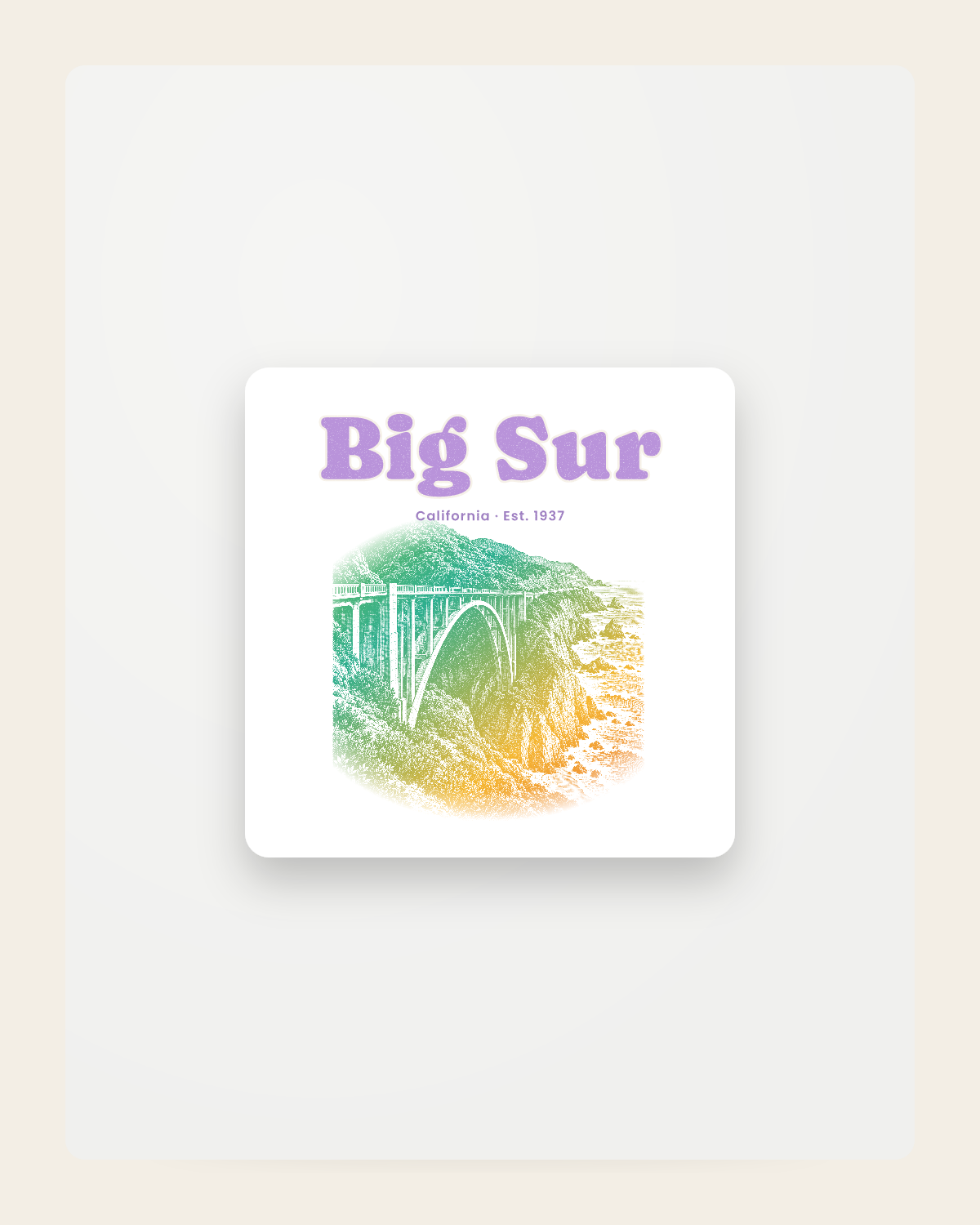 Big Sur Bixby Bridge Fridge Magnet in White