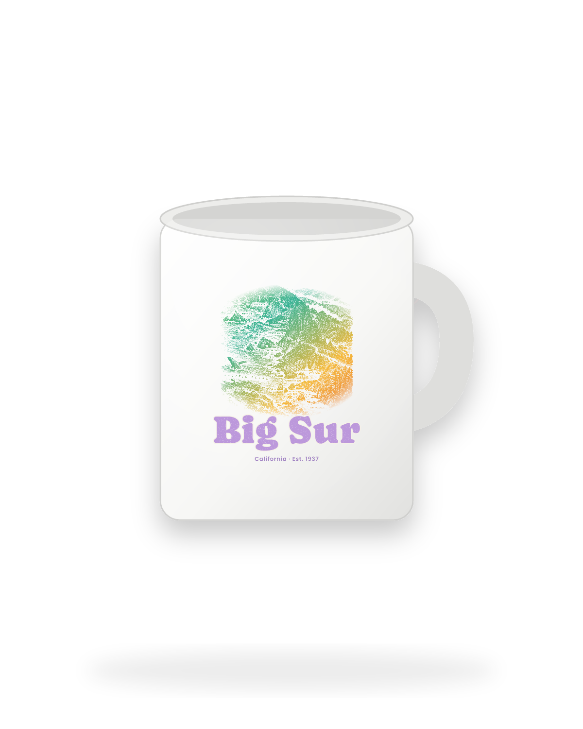 Big Sur Coast Map Ceramic Mug 11oz in White