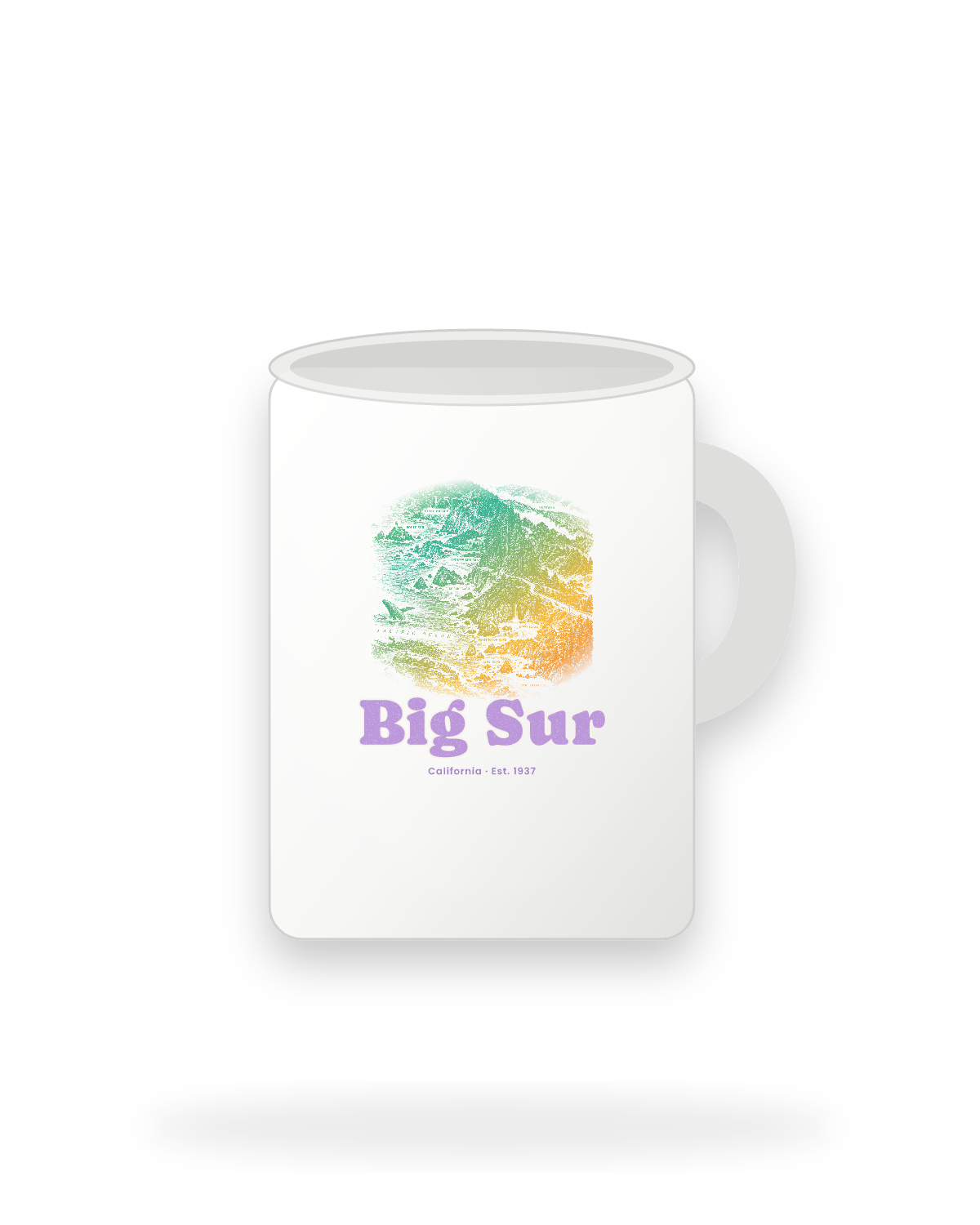 Big Sur Coast Map Ceramic Mug 15oz in White