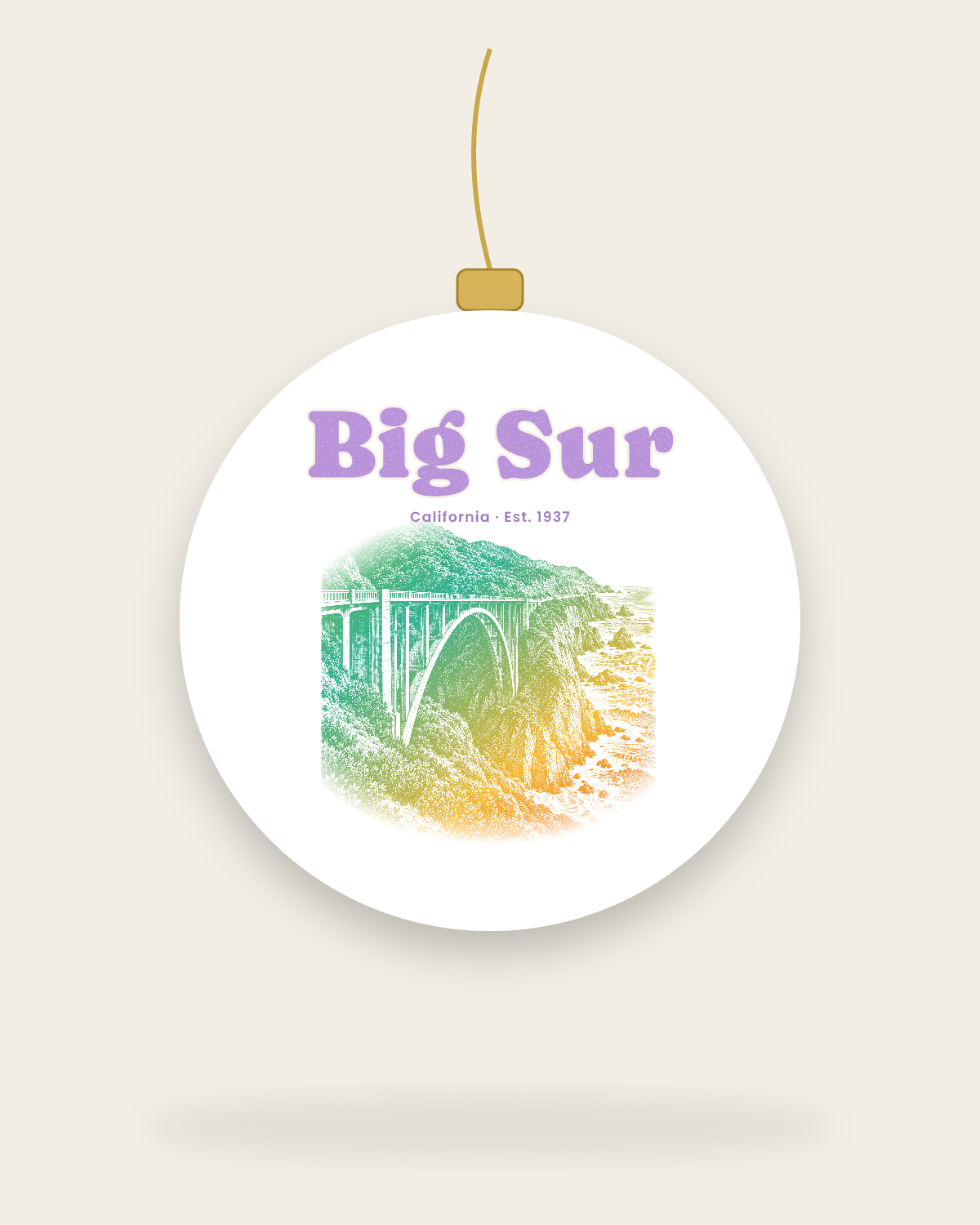 Big Sur Bixby Bridge Ceramic Ornament in White