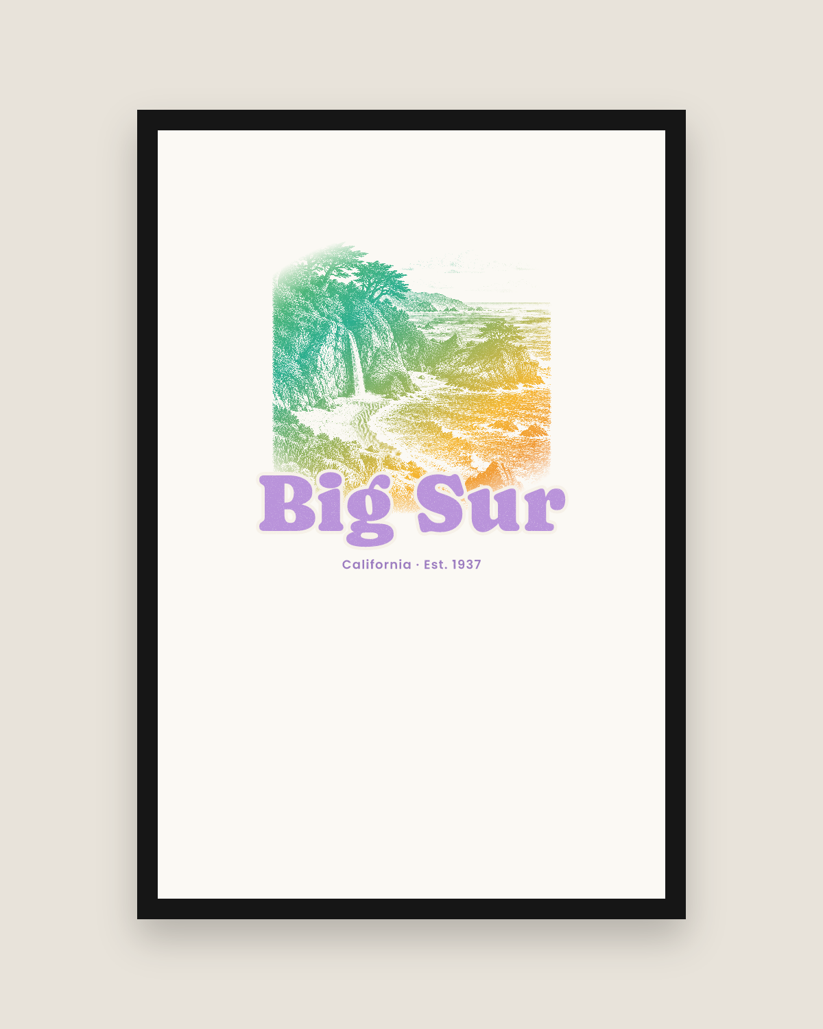 Big Sur McWay Falls Matte Poster in White