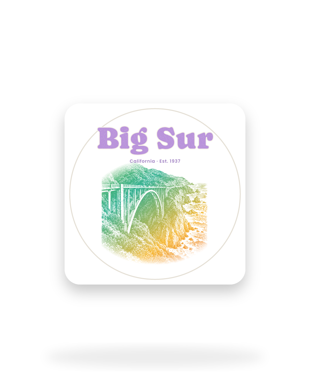 Big Sur Bixby Bridge Kiss-Cut Sticker in White