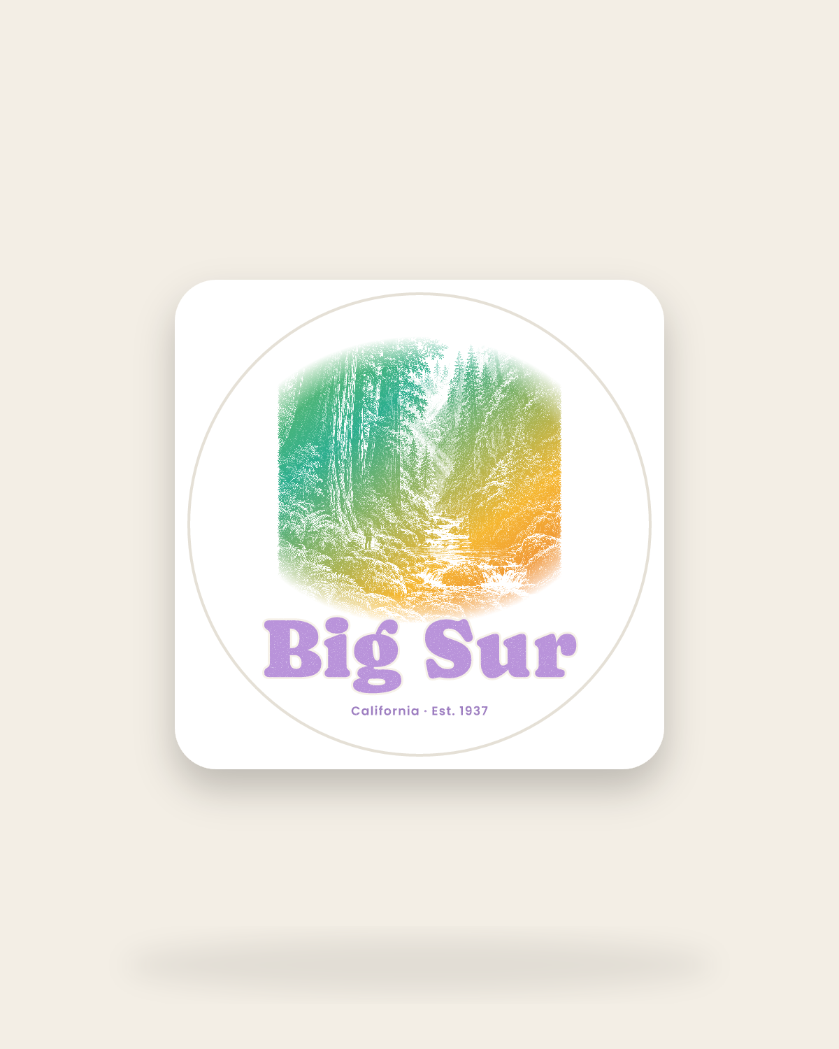 Big Sur Redwood Gorge Kiss-Cut Sticker in White