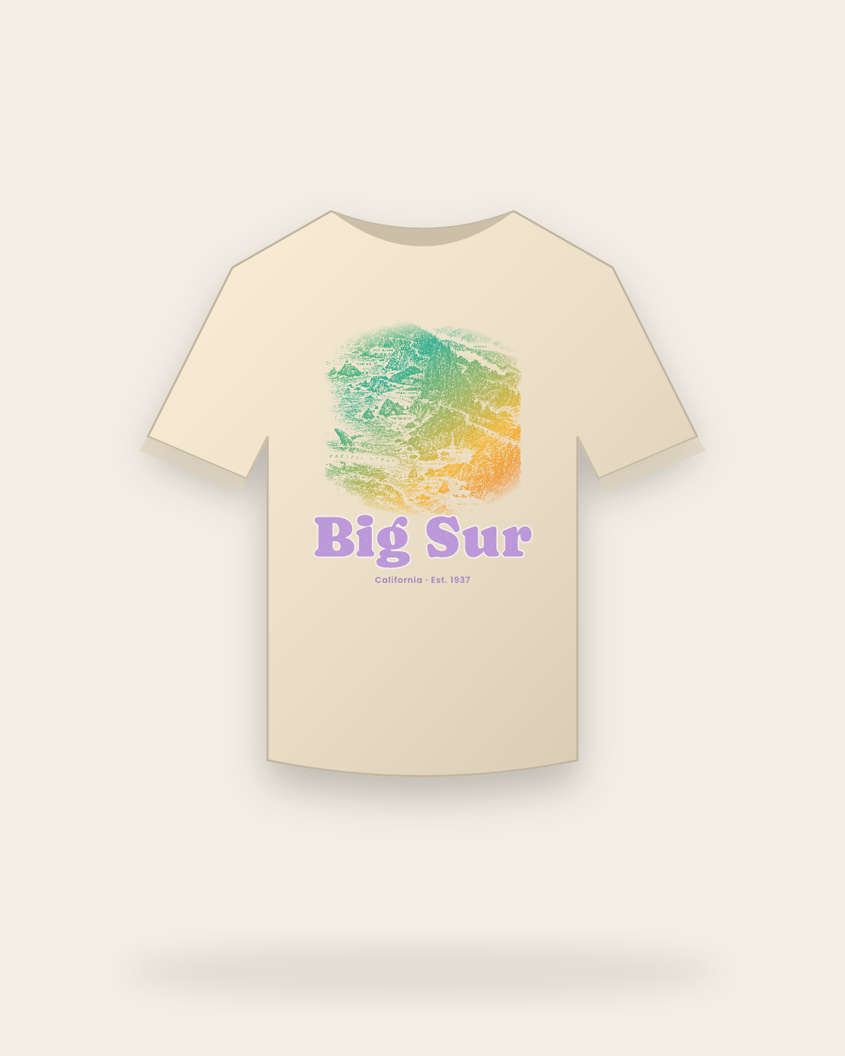 Big Sur Coast Map Organic Cotton Tee in Natural