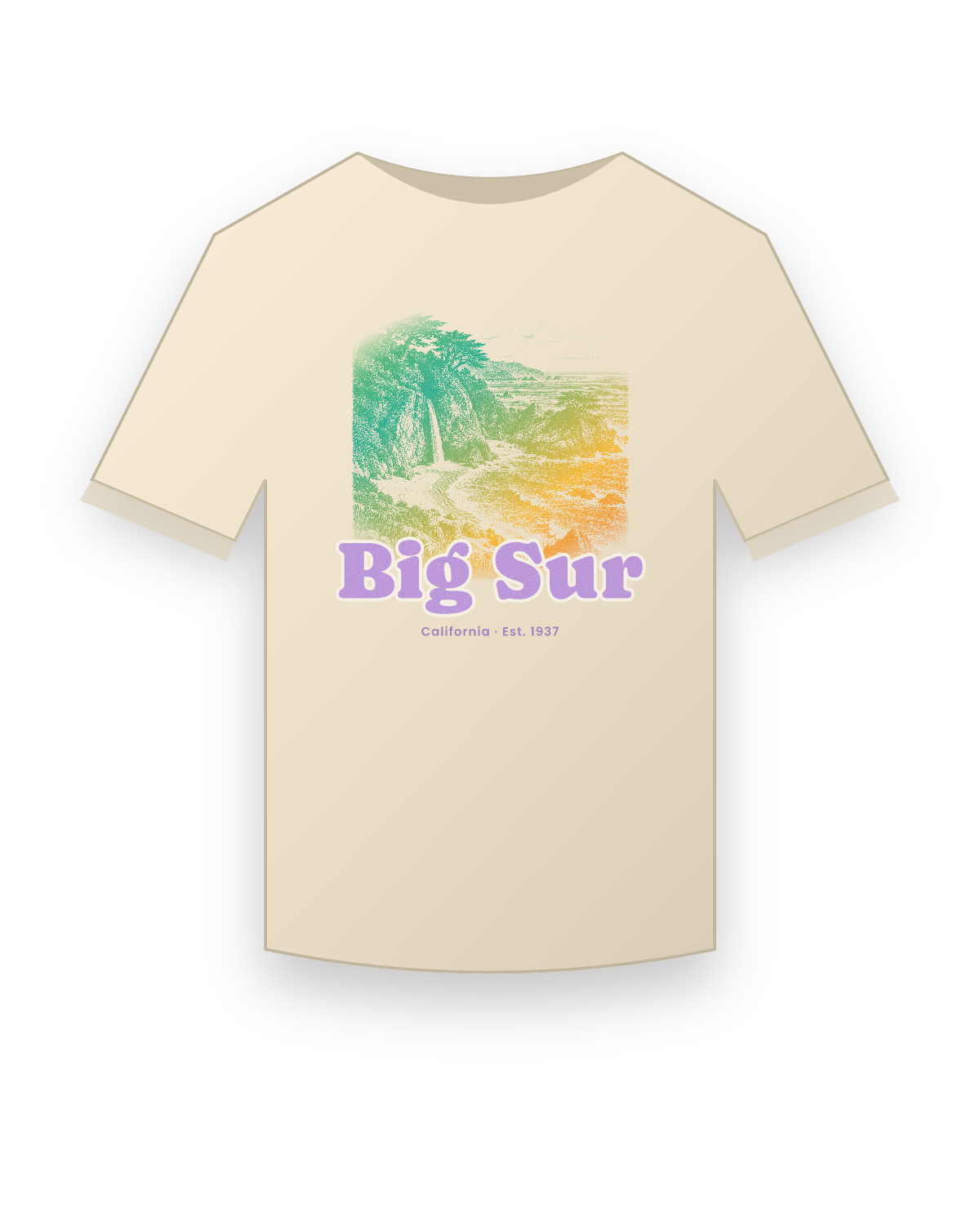 Big Sur McWay Falls Organic Cotton Tee in Natural