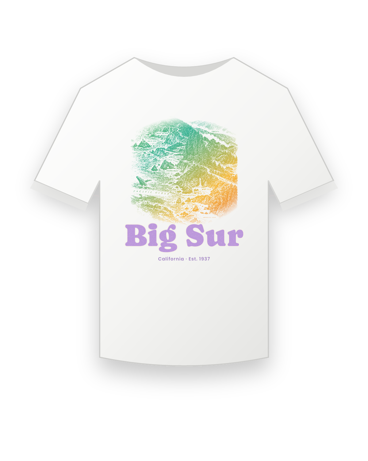 Big Sur Coast Map Youth Tee in White