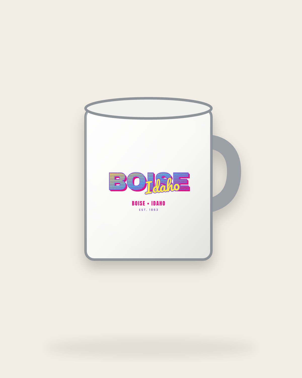 Boise Music TV Enamel Camp Mug in White