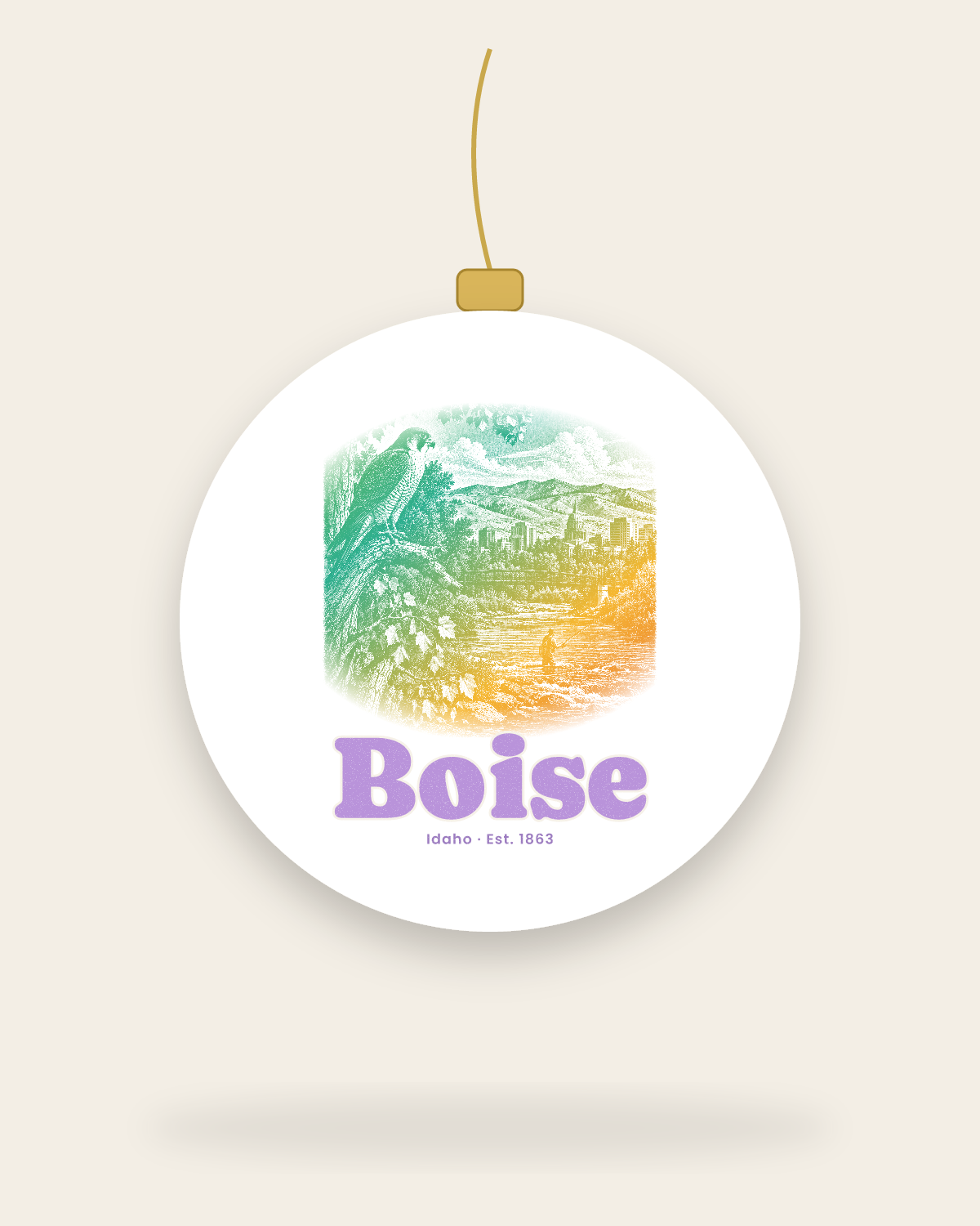 Boise River Falcon Ceramic Ornament in White