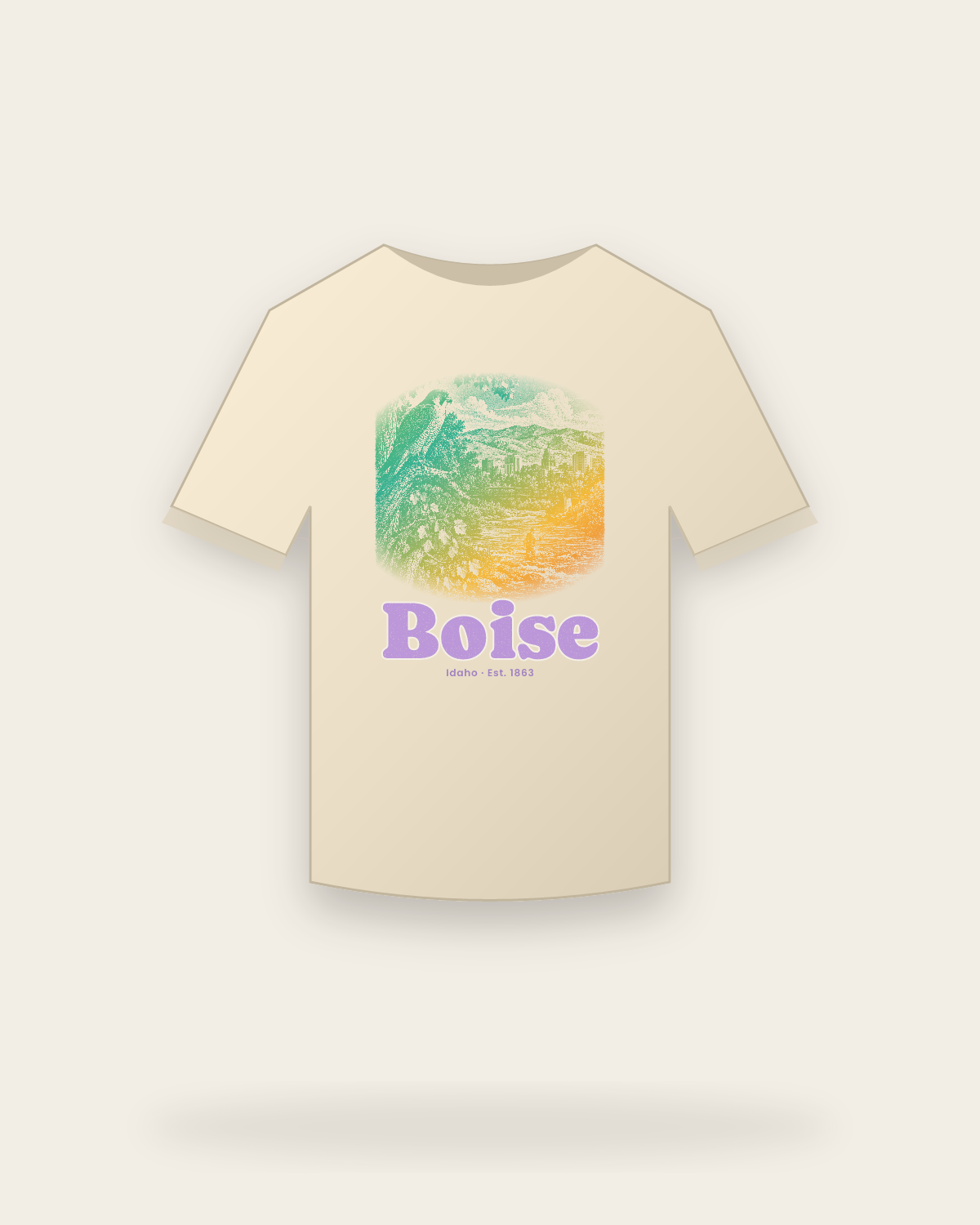 Boise, ID River Falcon Classic Tee in Natural