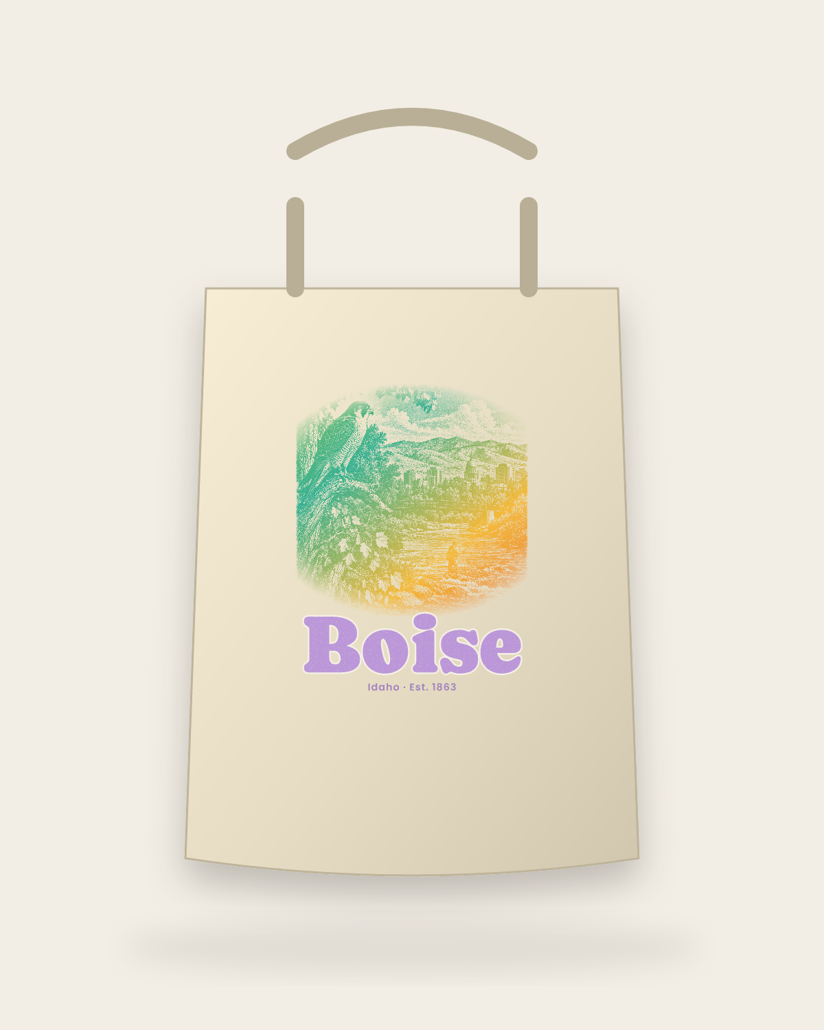Boise River Falcon Canvas Tote in Beige