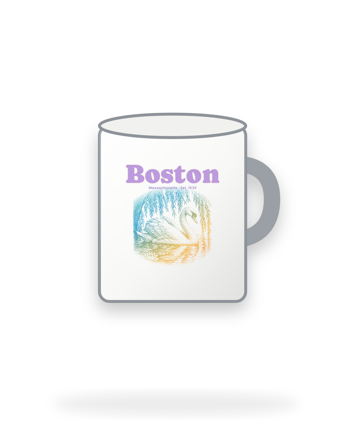Boston Public Garden Swan Enamel Camp Mug in White