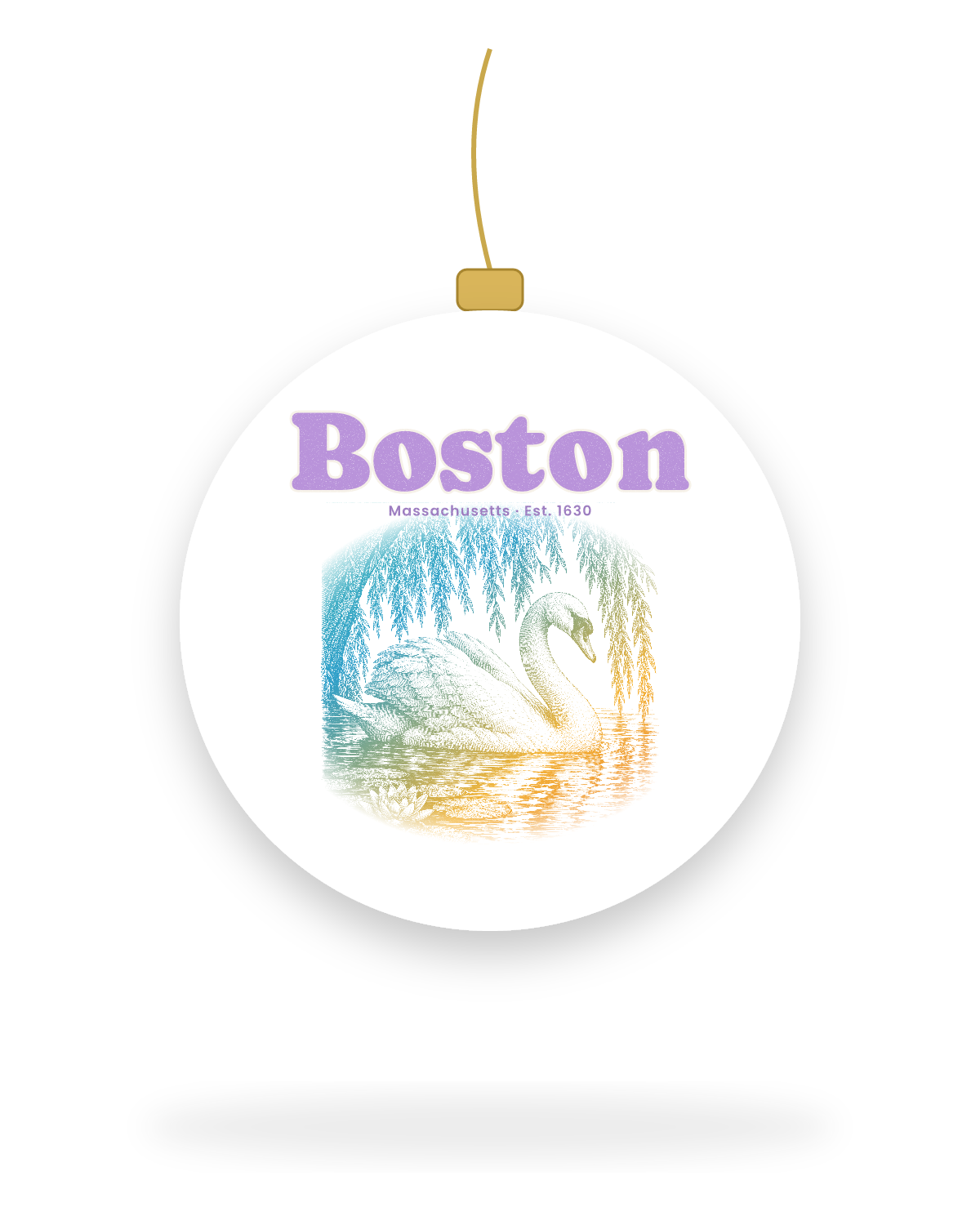 Boston Public Garden Swan Ceramic Ornament in White