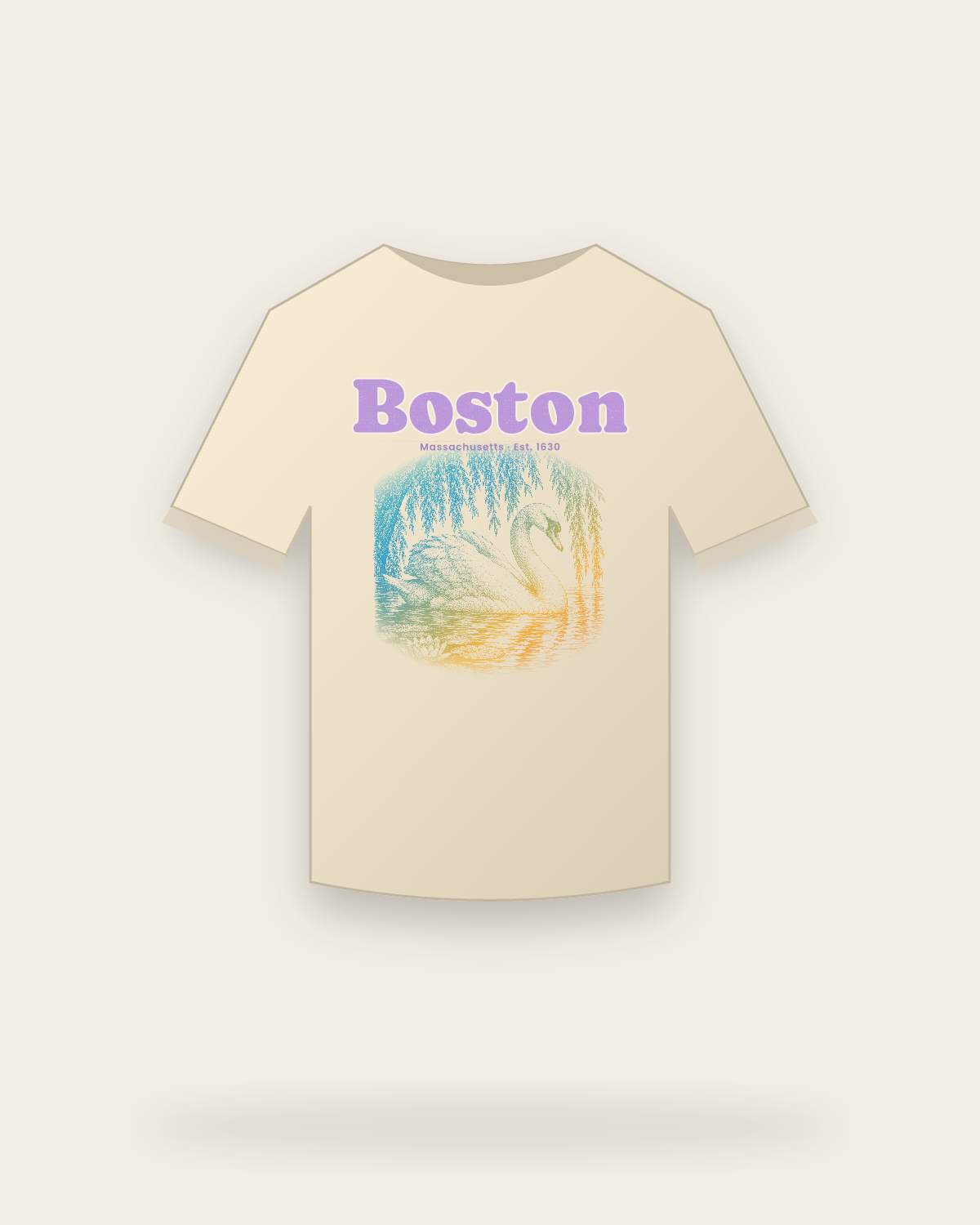 Boston Public Garden Swan Classic Tee in Natural