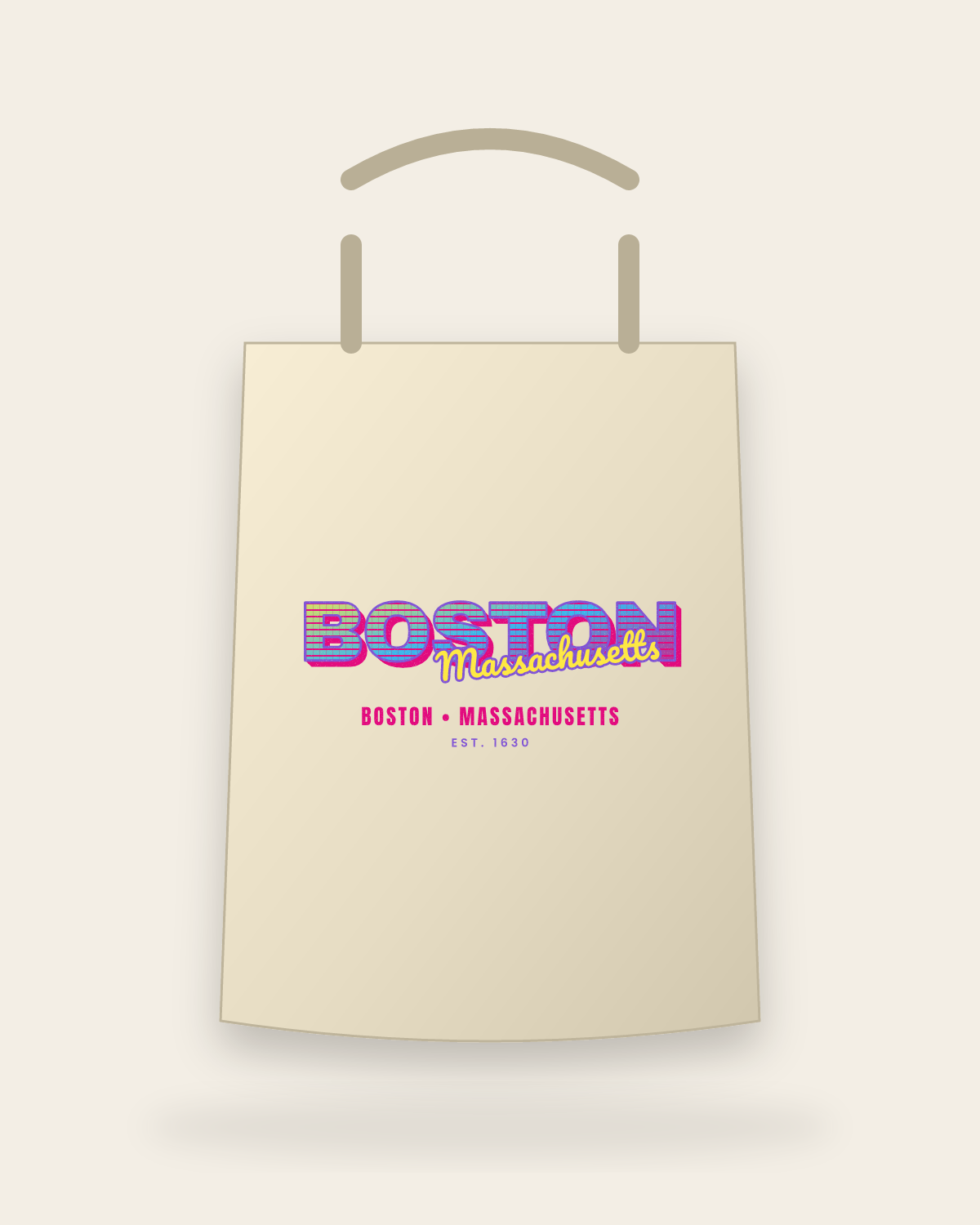 Boston Music TV Canvas Tote in Beige