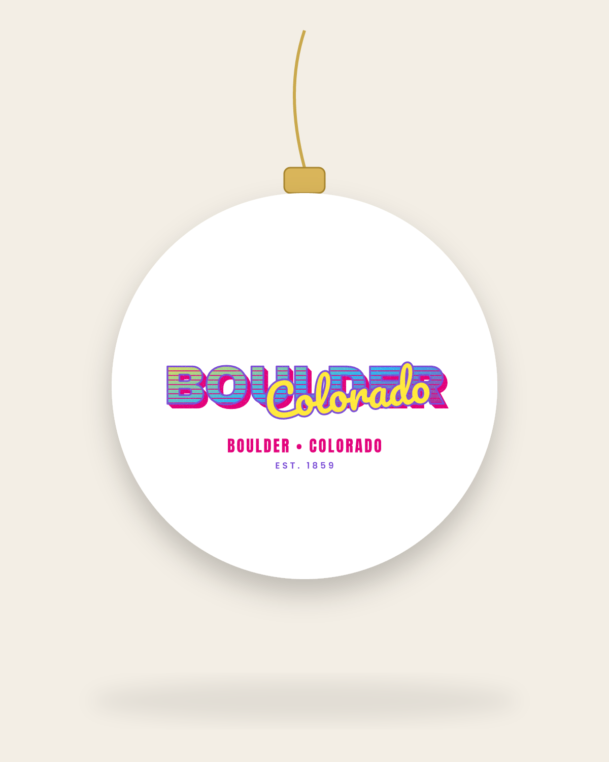 Boulder Music TV Ceramic Ornament in White