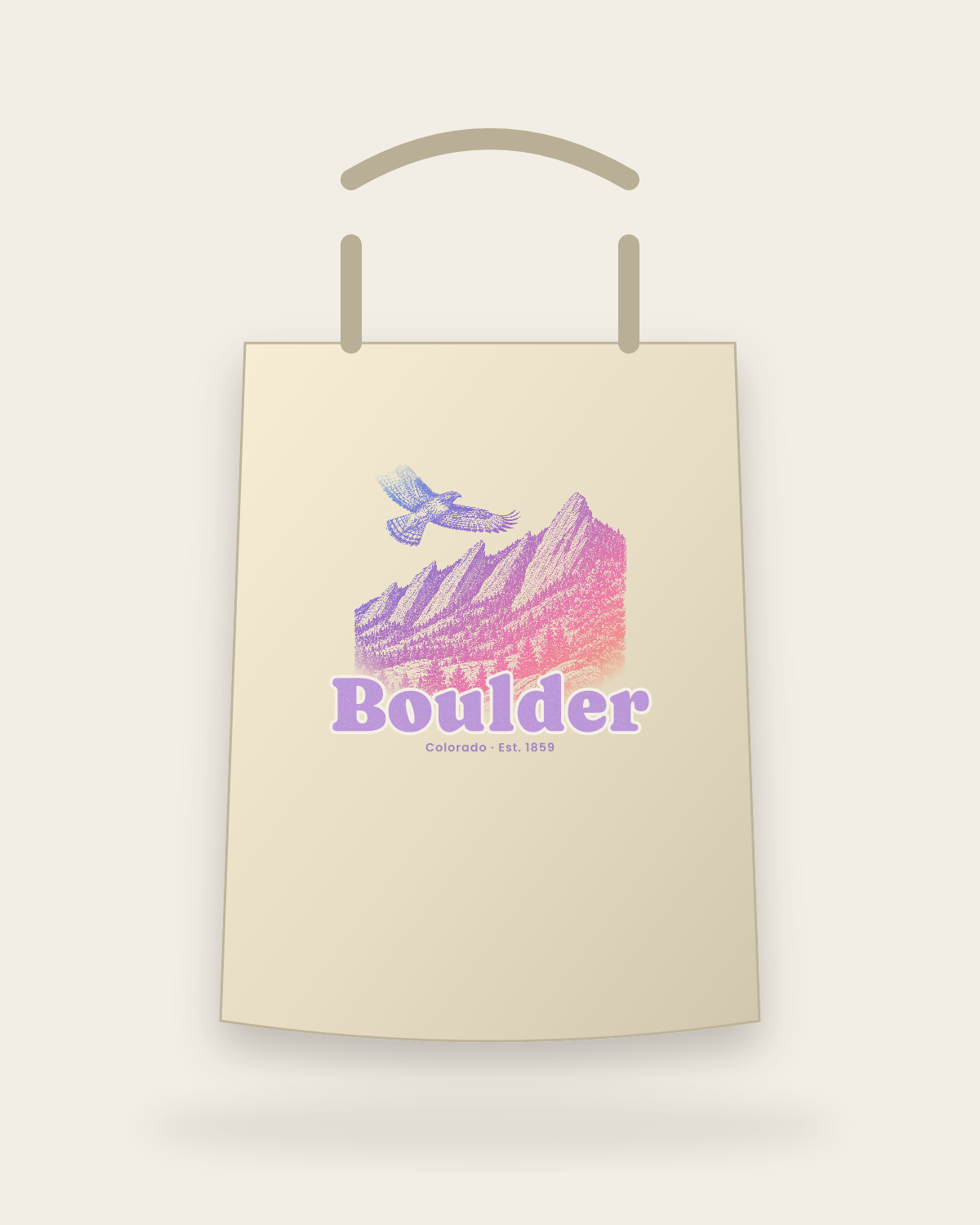 Boulder The Flatirons Canvas Tote in Beige