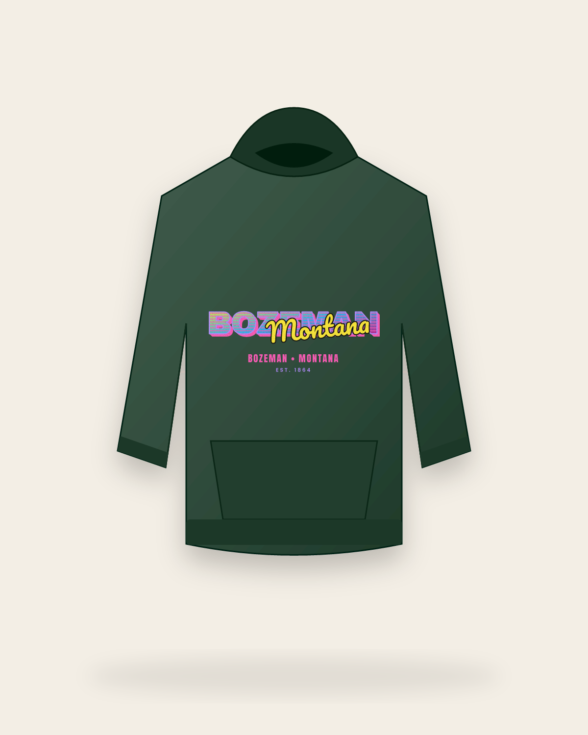 Bozeman Music TV Hooded Sweatshirt in Forest Green
