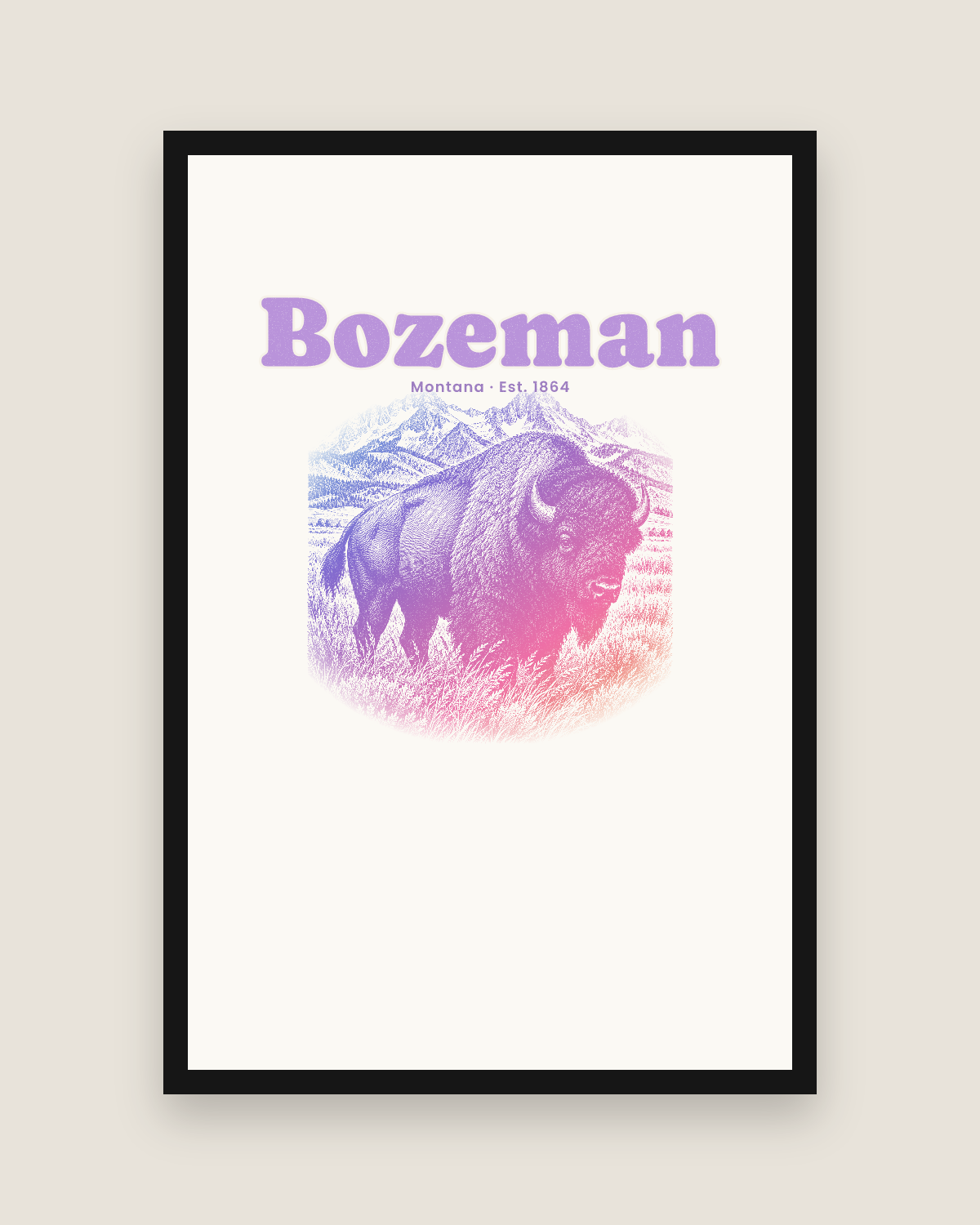 Bozeman Bison Matte Poster in White