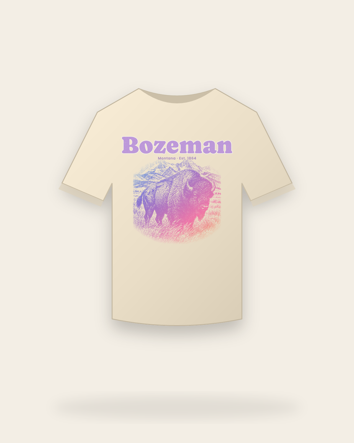 Bozeman, MT Bison Classic Tee in Natural