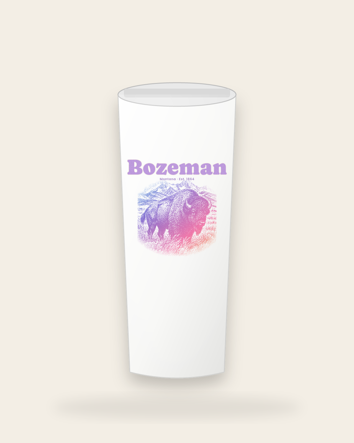 Bozeman Bison Insulated Tumbler 20oz in White