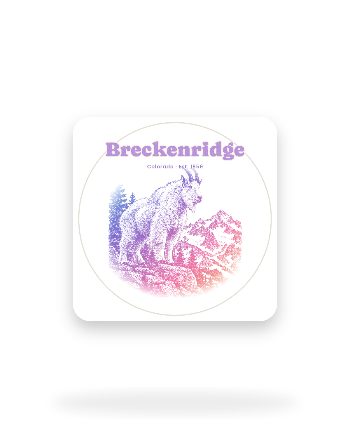 Breckenridge Mountain Goat Kiss-Cut Sticker in White