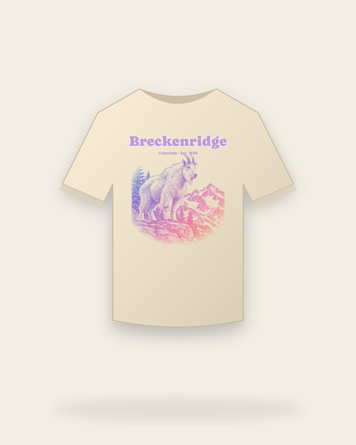 Breckenridge, CO Mountain Goat Classic Tee in Natural