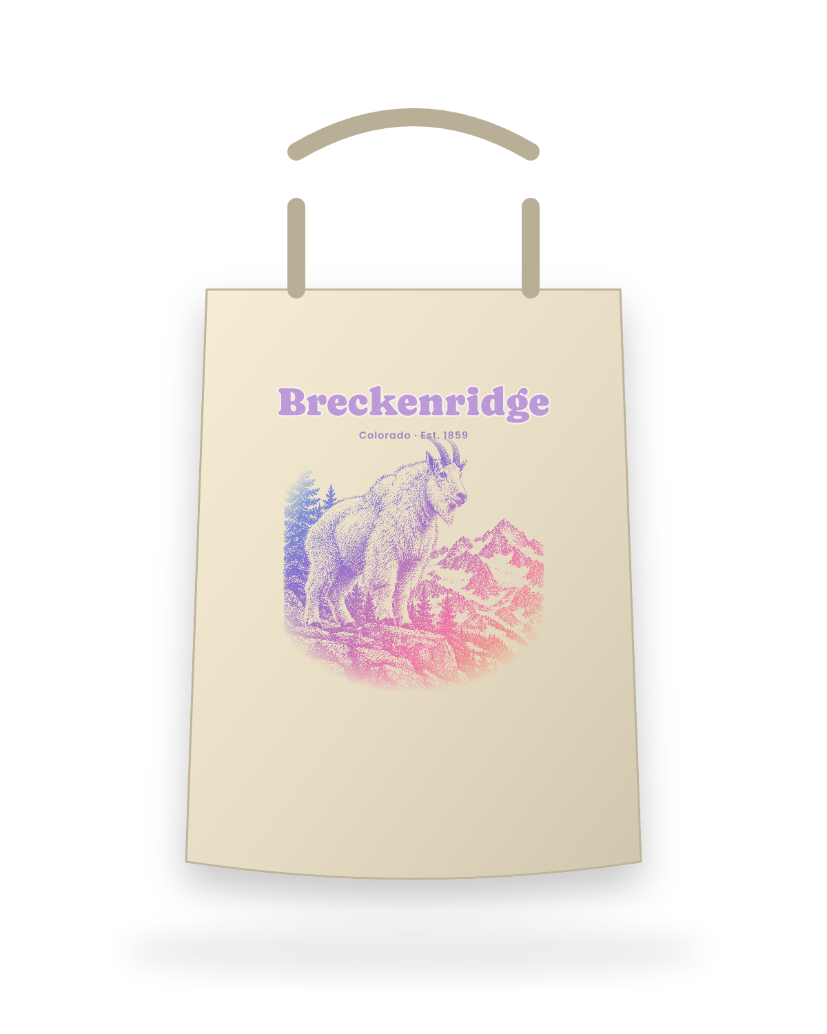 Breckenridge Mountain Goat Canvas Tote in Beige