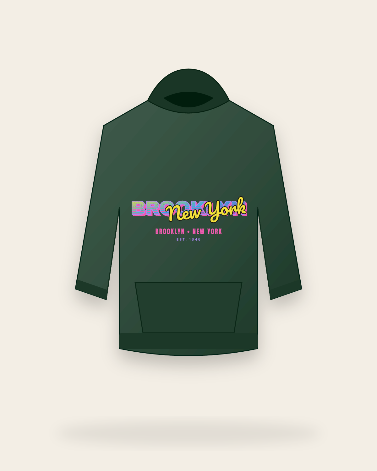 Brooklyn Music TV Hooded Sweatshirt in Forest Green