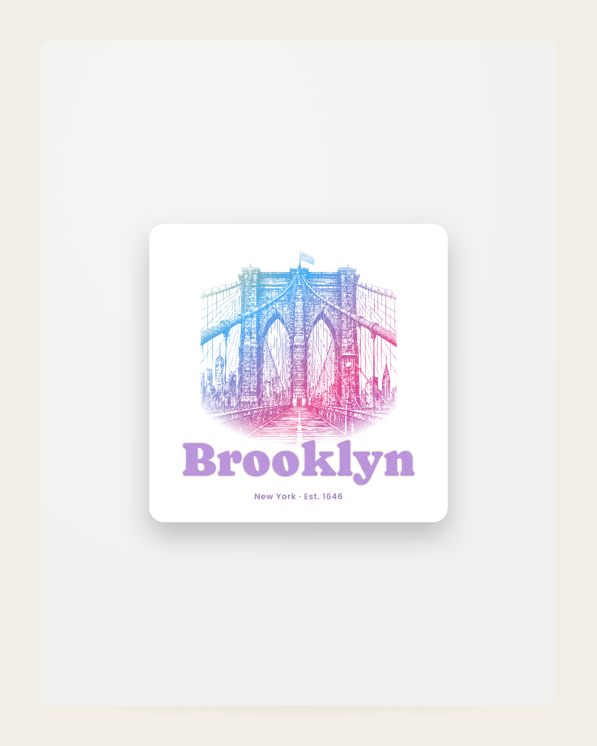 Brooklyn Brooklyn Bridge Fridge Magnet in White