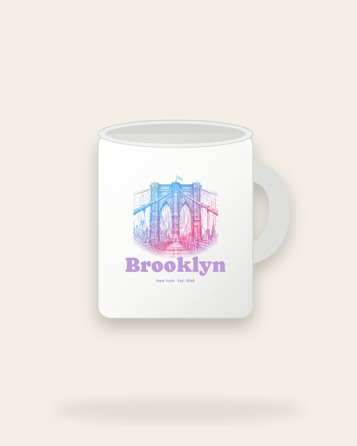 Brooklyn Brooklyn Bridge Ceramic Mug 11oz in White
