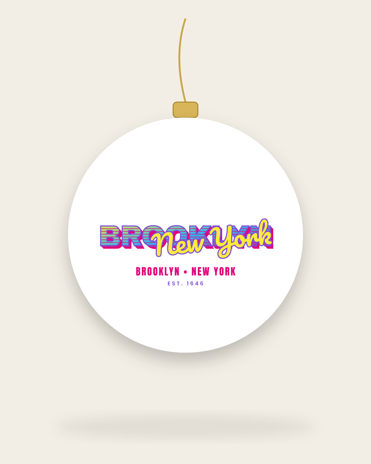 Brooklyn Music TV Ceramic Ornament in White